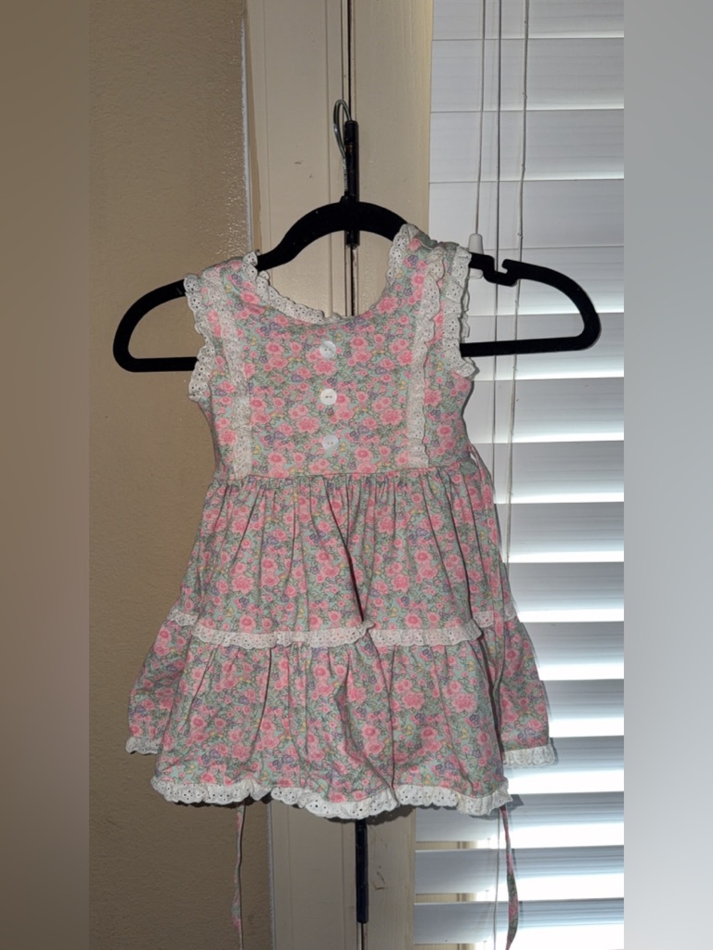 Girls' Pink Floral Lace Tiered Zoe Dress